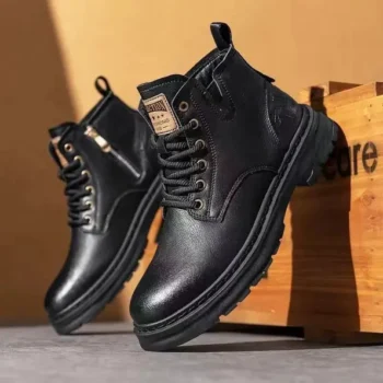 Men’s spring new high-top leather casual shoes