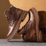 MS023 – Men’s spring new high-top Artificial leather breathable casual shoes (1)