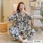 DR401 – Cotton silk three-quarter sleeve home clothes suit (1)