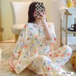 DR401 – Cotton silk three-quarter sleeve home clothes suit (1)