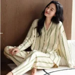 DR404 – Women’s cardigan V-neck suit home clothes ins style fashion long sleeve trousers sweet (6)
