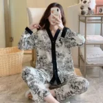DR404 – Women’s cardigan V-neck suit home clothes ins style fashion long sleeve trousers sweet (6)