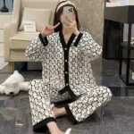 DR404 – Women’s cardigan V-neck suit home clothes ins style fashion long sleeve trousers sweet (6)