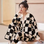 DR404 – Women’s cardigan V-neck suit home clothes ins style fashion long sleeve trousers sweet (6)