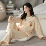 DR406 – Women’s long-sleeved round neck thin two-piece home clothes suit (2)
