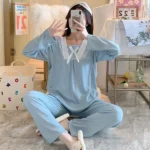 DR408 – Women’s pajamas, long sleeves, long pants, loose clothes, home clothes, summer (2)