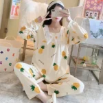 DR408 – Women’s pajamas, long sleeves, long pants, loose clothes, home clothes, summer (2)