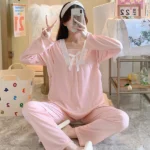 DR408 – Women’s pajamas, long sleeves, long pants, loose clothes, home clothes, summer (2)