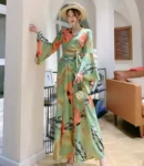 DR102 – V-neck jumpsuit dress two-piece set (6)