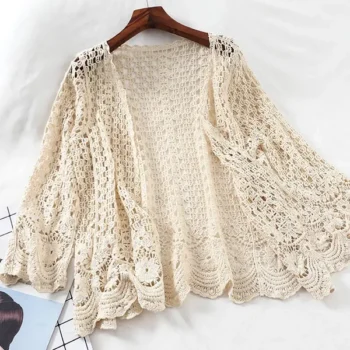 Hollow thin knitted stylish cardigan
