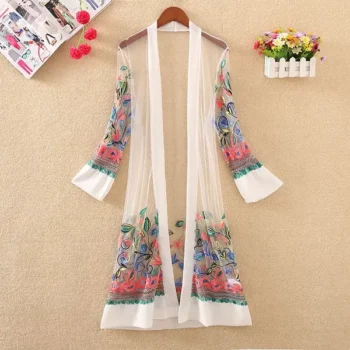 Embroidered Beach Sun Protection Cardigan Dress