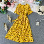 DR124 – V-neck short sleeves long skirt Dress (6)