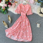 DR124 – V-neck short sleeves long skirt Dress (6)