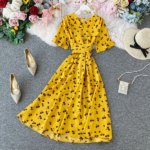 DR124 – V-neck short sleeves long skirt Dress (6)