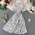 DR124 – V-neck short sleeves long skirt Dress (6)