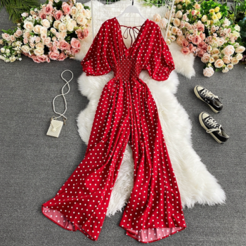 polka dot fashionable print jumpsuit dress