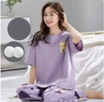 DR416 – pajamas for women in pure cotton, short-sleeved trousers for middle-aged mothers to wear as home clothes (2)