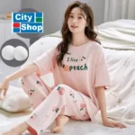 DR416 – pajamas for women in pure cotton, short-sleeved trousers for middle-aged mothers to wear as home clothes (2)
