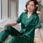 DR418 – Women’s ice silk long sleeve loose thin large size ladies home clothes suit (7)