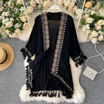 sun protection embroidery cardigan dress
