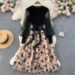 DR207 – design printed patchwork skirt dress (3)