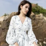 DR208 – Chiffon Dress French Print Fairy Long Skir 1 (2)