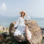 DR208 – Chiffon Dress French Print Fairy Long Skir 1 (2)