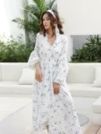 DR208 – Chiffon Dress French Print Fairy Long Skir 1 (2)