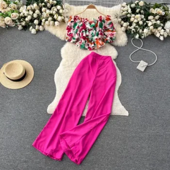 floral shirt two-piece suit, women dress