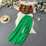 DR209 – floral shirt two-piece suit, women dress (2)