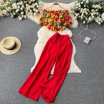 DR209 – floral shirt two-piece suit, women dress (2)