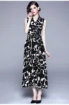 DR213 – geometric print light mature style skirt dress (3)