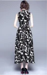 DR213 – geometric print light mature style skirt dress (3)