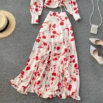 DR214 – printed short chiffon two-piece suit dress (3)