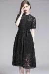 DR224 – French retro hollow lace short-sleeved dress (7)