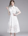 DR224 – French retro hollow lace short-sleeved dress (7)