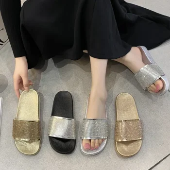Fashion soft sole  non-slip diamond slippers