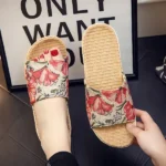 TP010 – Summer linen slippers for women couples home indoor non-slip (2)