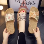 TP010 – Summer linen slippers for women couples home indoor non-slip (2)