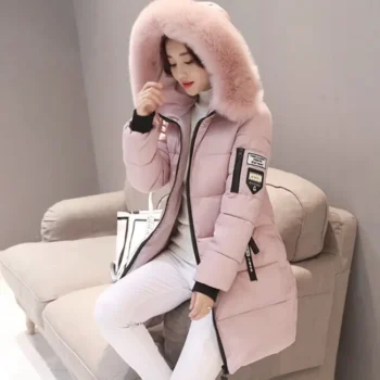 Women new jacket with large fur collar