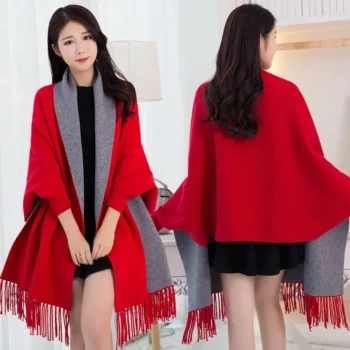 Winter outerwear women's solid color shawl cape cardigan