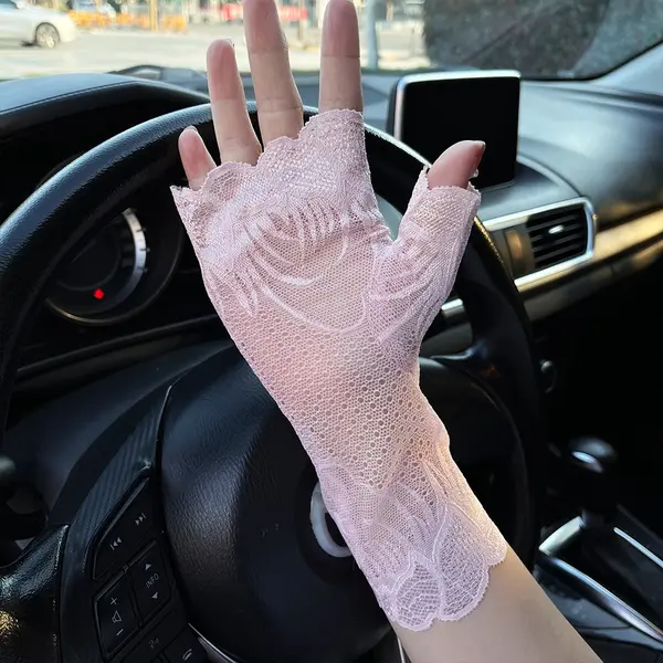 DR658 - Ice-feel lace sun protection gloves (1)