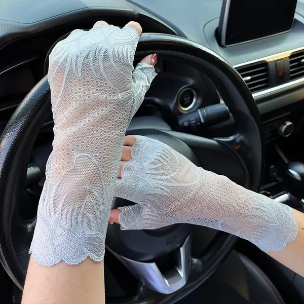DR658 - Ice-feel lace sun protection gloves (6)